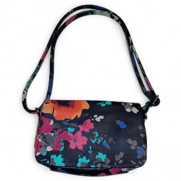 NWOT Merona Navy Floral Crossbody Bag - Picture 1 of 3